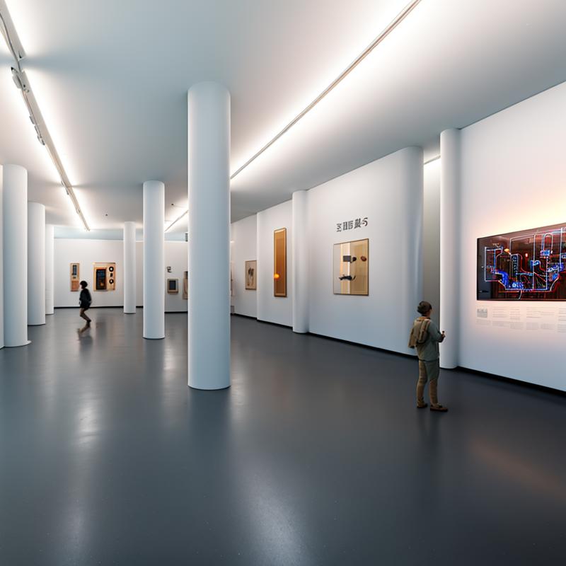 01304-1532956474-A minimalist science and technology museum, an exhibition hall, with a huge screen hanging on the wall, emitting blue light, a m.png